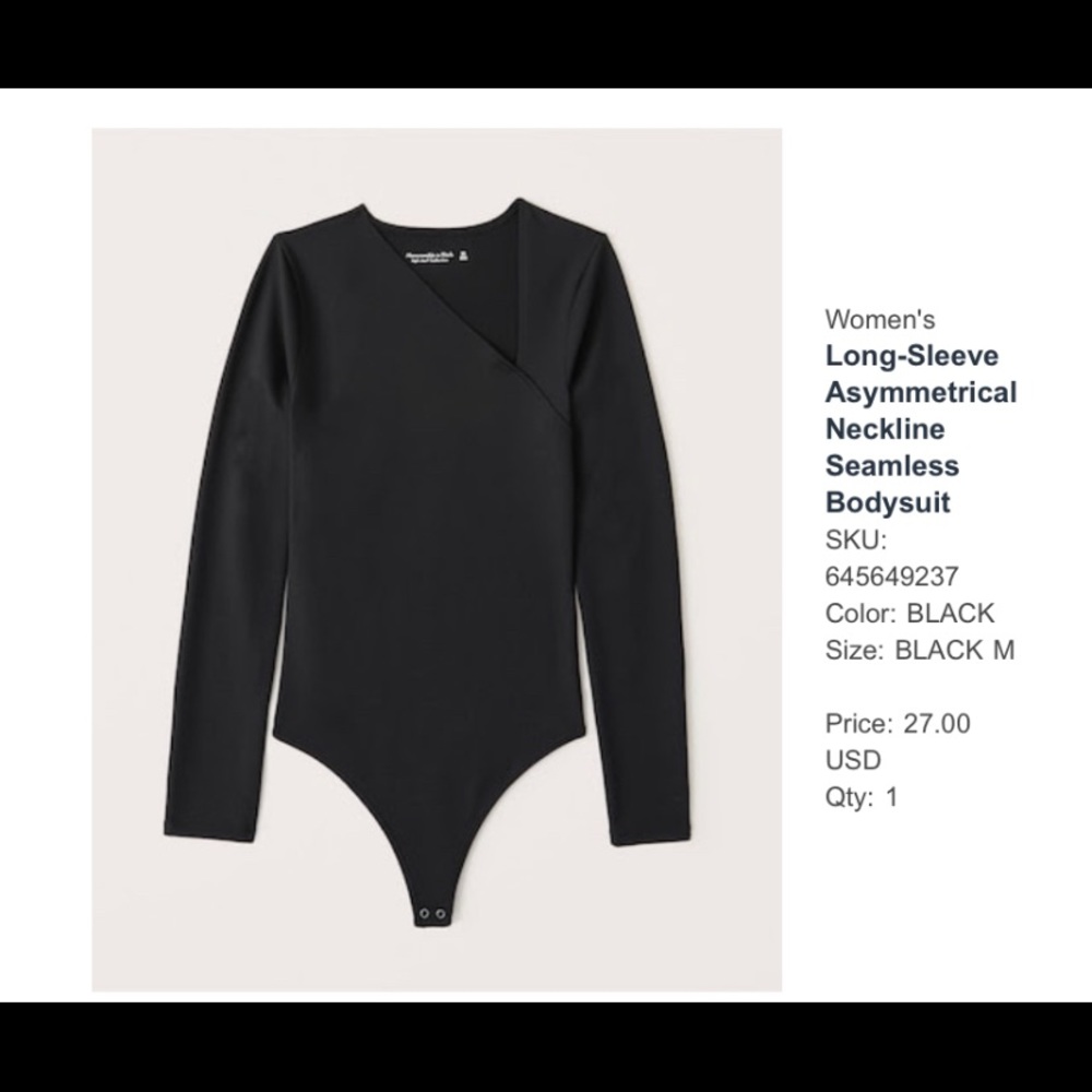 Long sleeve asymmetrical neckline/seamless body suit